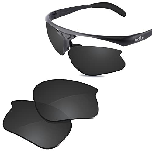 Glintbay 100% Precise-Fit Replacement Sunglass Lens for Bolle Vigilante 10263 - Polarized Advanced Black