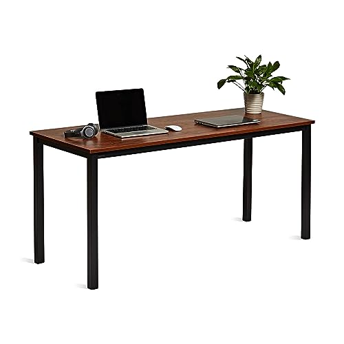 Decoholic Modern Computer Desk 63 Inch Large Workstation Office Desk Computer Table Study Writing Desk for Office Home, Industrial Style, Sandalwood Board Black Leg