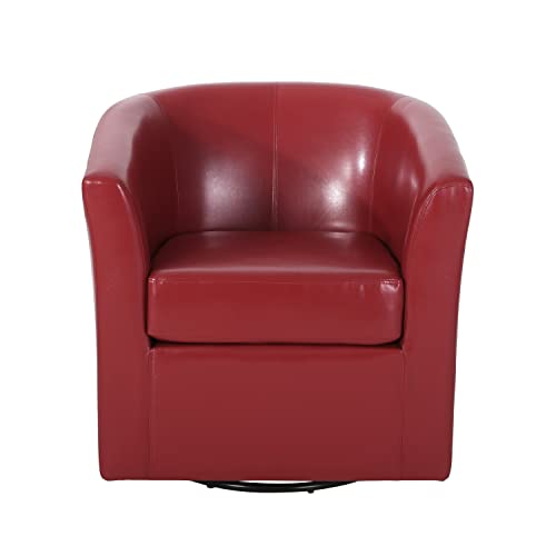 Christopher Knight Home Daymian PU Swivel Club Chair, Red 29D x 30W x 30.25H Inch