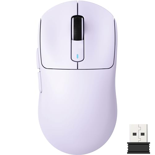 ATTACK SHARK X3 Lightweight Wireless Gaming Mouse with Tri-Mode 2.4G/USB-C Wired/Bluetooth,Up to 26K DPI, PAW3395 Optical Sensor,Kailh GM8.0 Switch,5 programmable buttons for PC/Laptop/Win/Mac(Purple)