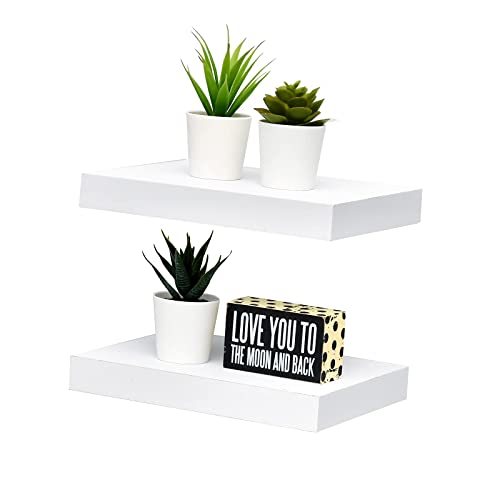 WELLAND Set of 2 Floating Shelves Wall Mounted Shelf, for Home Decor with 8' Deep (White, 10 inch)