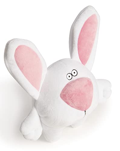 goDog Big Nose Bunny Squeaky Plush Dog Toy, Chew Guard Technology - White, Large