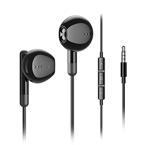 Kimwood Wired Earbuds with Microphone, Wired Earphones in-Ear Headphones HiFi Stereo, Powerful Bass and Crystal Clear Audio, Compatible with iPhone, iPad, Android, Computer Most with 3.5mm Jack