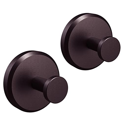 HOME SO Suction Cup Hooks for Shower, Bathroom, Kitchen, Glass Door, Mirror, Tile – Loofah, Towel, Coat, Bath Robe Hook Holder for Hanging up to 15 lbs – Brown, Dark Bronze (2-Pack)