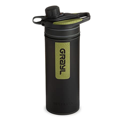 GRAYL GeoPress 24 oz Water Purifier Bottle - Filter for Hiking, Camping, Survival, Travel (Black Camo)