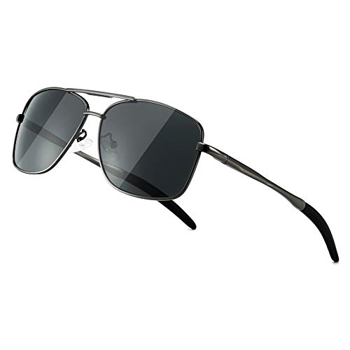 SUNGAIT Men's Polarized Sunglasses Durable Metal Frame for Fishing Driving Golf (Gunmetal Frame/Grey Lens) Metal Frame 0925 QKH