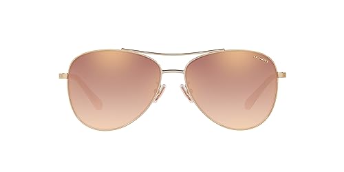 Coach HC7079 Sunglasses, Light Gold/Rose Gold Gradient Mirrored, 58 mm