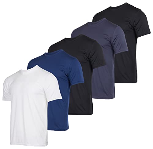 5 Pack Men’s Active Quick Dri Dry Fit Crew Neck T Shirts Athletic Running Gym Workout Short Sleeve Tee Tops Camisas Summer