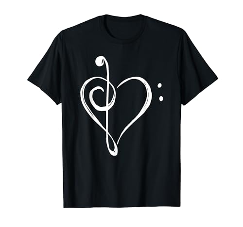 Love Music - Treble and Bass Clef Heart T-Shirt T-Shirt