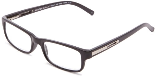 Foster Grant Mens Brandon Glasses Reading, Shiny Black/Transparent, 50 Mm US