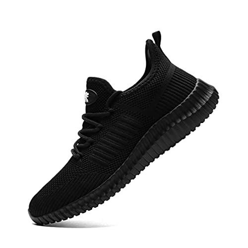 SK·TRIP Women's Walking Shoes Lightweight Breathable Flying Woven Mesh Upper Casual Jogging Shoes Ladies Tennis Shoes Workout Footwear Non-Slip Gym Sneakers for Women Allblack