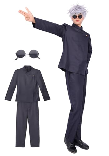 DAZCOS Satoru High School Costume Men's US Size Cosplay Jacket Pants with Glasses