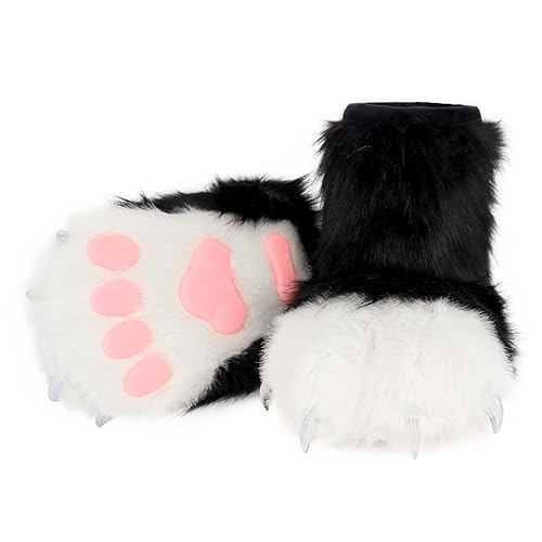 hbbhml Animal Fuzzy Bear Cat Wolf Dog Fox Fursuit Feet Paw Claw Shoes Furry Boots Costume Accessories for Adult