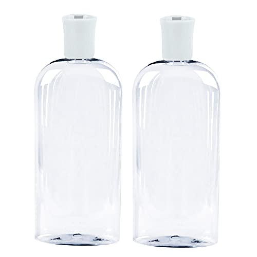 JNDUBZ Plastic Squeeze Bottle with Flip Cap 8 Oz - Refillable Portable, Travel Size, Leak Proof and Reusable for Household Use, Shampoo, Conditioner, Cleaning Solutions (2 Pack, 473 ml)