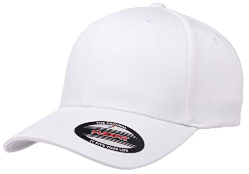 Flexfit Men's Athletic Baseball Fitted Cap, White, Large-X-Large