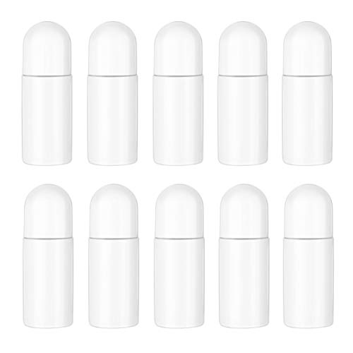 ARTIBETTER 10pcs 50ML Empty Refillable Roll On Bottles Plastic Roller Bottle DIY Deodorant Container with Roller for Women Essential Oils Cosmetics (White)
