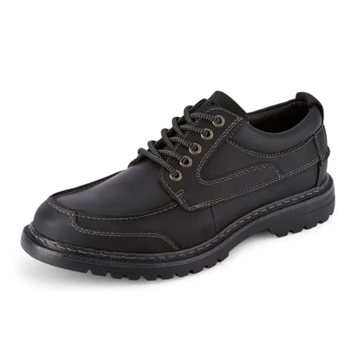 Dockers Mens Overton Leather Rugged Casual Oxford Shoe with Stain Defender - Wide Widths Available, Black, 8 W