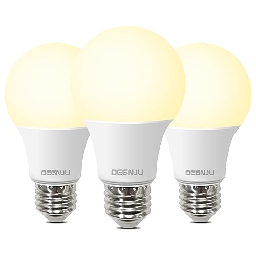 DEGNJU A19 LED Light Bulbs, 60 Watt Equivalent LED Bulbs, Soft White 2700K, 800 Lumens, E26 Standard Base, Non-Dimmable, 8.5W Warm White LED Bulbs for Bedroom Living Room, UL Listed, 3 Pack