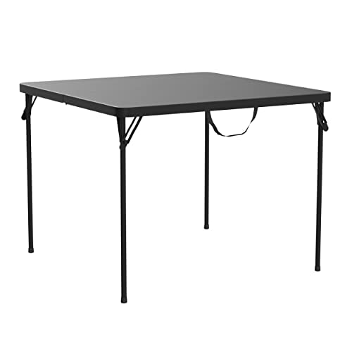 CoscoProducts XL 38.5' Fold-in-Half Card Table w/ Handle, Indoor & Outdoor, Portable, Wheelchair Accessible, Camping, Tailgating, & Crafting Folding Table, Classic, Black