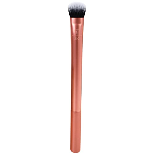 Real Techniques Expert Concealer Brush, Ultra Plush Custom Cut Synthetic Taklon Bristles & Extended Aluminum Ferrules, Uniquely Shaped Brush Head, For Even Coverage, Orange Face Brush, 1 Count