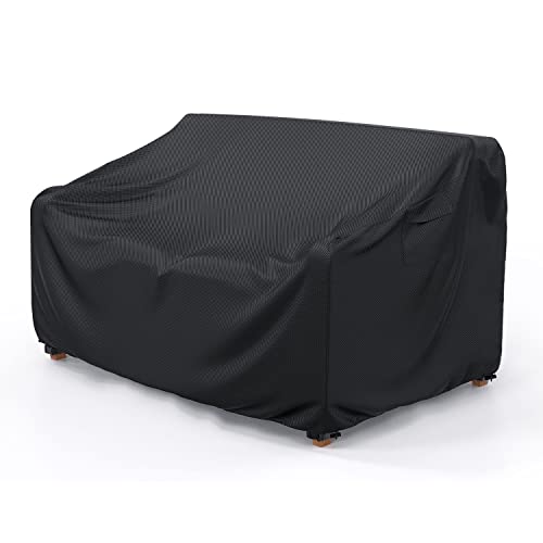 Mrrihand Heavy Duty Patio Sofa Cover Waterproof, 2-Seater Outdoor Sofa Loveseat Furniture Cover with Air Vent and Handles, 60' L×34' D×30' H, Black