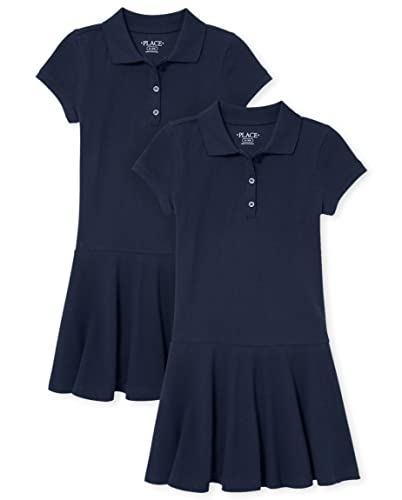 The Children's Place girls Short Sleeve Picque Polo Dress, Tidal 2 Pack, Small US