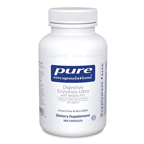 Pure Encapsulations Digestive Enzymes Ultra with Betaine HCl - Vegetarian Digestive Enzyme Supplement to Support Protein, Carb, Fiber, and Dairy Digestion* - 180 Capsules