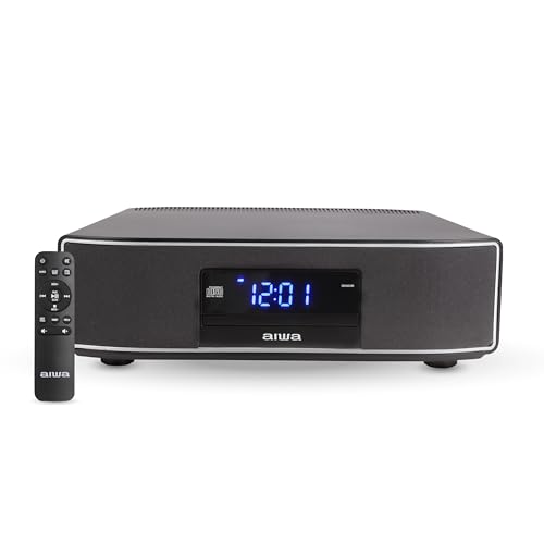 AIWA Exos Home Speaker, Premium 30W RMS Sound System with CD Player, Bluetooth Connectivity, FM Radio, Optical Digital Input, Dual 1” Tweeters + Dual 2” Bass Units, IR Remote Control