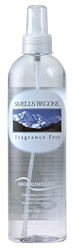 SMELLS BEGONE Air Freshener Spray - Odor Eliminator - Eliminates Odors from Smoke, Trash Cans, Pets, Cars and Boats - Fragrance Free - 12 Ounce