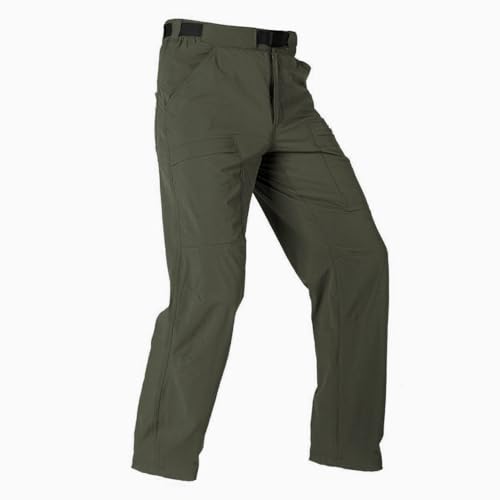 FREE SOLDIER Men's Outdoor Cargo Hiking Pants with Belt Lightweight Waterproof Quick Dry Tactical Pants Nylon Spandex (Olive 36W/32L)