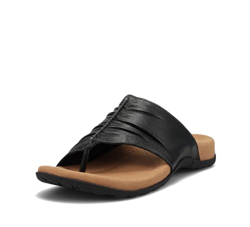 Taos Gift 2 Women's Sandal - Elevate Your Style with A Classic Open Back Toe-Post Design - Premium Comfort with Arch Support and Cooling Gel Padding for All Day Wearability Black 8 (M) US