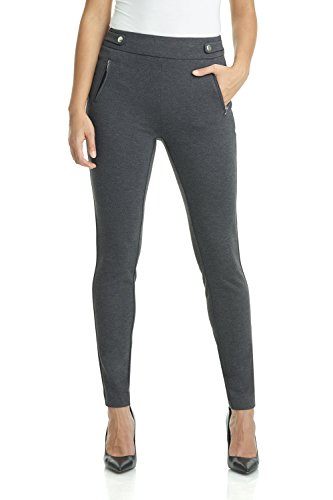 Rekucci Women's Secret Figure Pull-On Stretchy Knit Skinny Pant in Regular/Tall/Petite Sizes (2, DK Charcoal)
