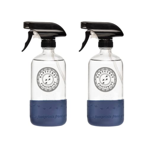 Nantucket Footprint Empty Clear Spray Bottles |16 oz Glass Spray Bottle 2 Pack | Silicone Based Glass Spray Bottle