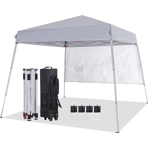 Nova Microdermabrasion 8X8ft Pop Up Canopy Tent Easy Set-up Outdoor Instant Slant Legs Portable Gazebo Shelter with Wheeled Bag for Camp Beach Patio and Garden