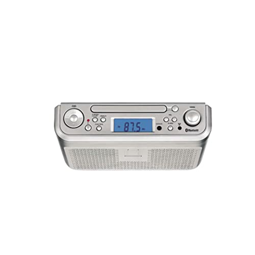 PROSCAN ELITE PKCR2713AMZ Under Counter CD Player with Clock Radio and Bluetooth, Silver