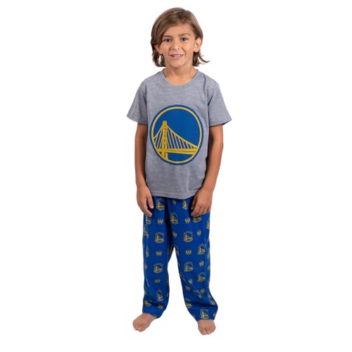 Ultra Game NBA Toddler Boys 2 Piece Tee Shirt & Lounge Pants Pajama Set, Golden State Warriors, Team Color, 5-6