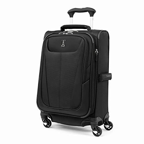Travelpro Maxlite 5 Softside Expandable Carry on Luggage with 4 Spinner Wheels, Lightweight Suitcase, Men and Women, Black, Compact Carry on 20-Inch