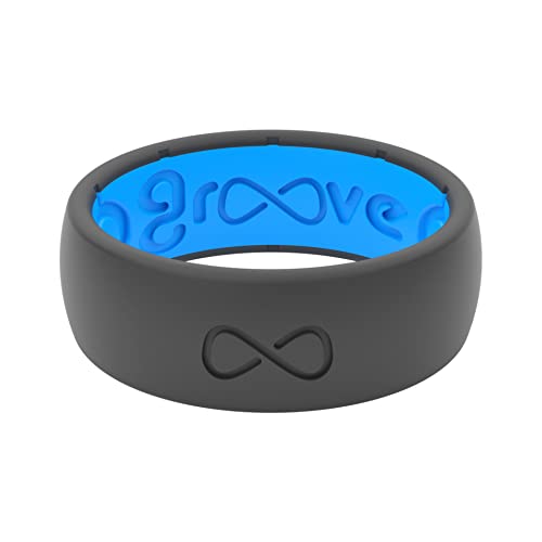 Groove Life Solid Deep Stone/Blue Ring - Breathable Silicone Wedding Rings for Men, Lifetime Coverage, Unique Design, Comfort Fit Ring - Size 12