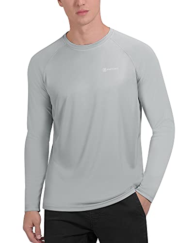 PRETCHIC Men's UPF 50+ UV Sun Protection Long Sleeve Outdoor T Shirt Grey M