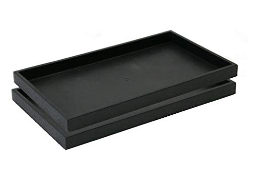 2 Piece 1-Inch Deep Full Size Black Plastic Stackable Jewelry Tray 14 3/4' x 8 1/4' x 1'H