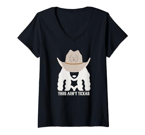 Womens This Ain’t Texas Cowgirl Queen Bee Silhouette Texas Holdem V-Neck T-Shirt