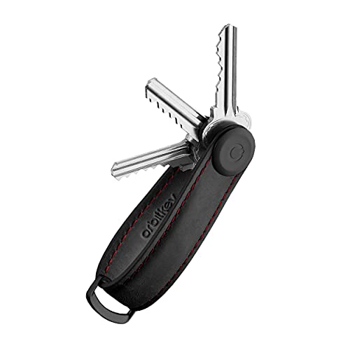 Orbitkey Crazy Horse Leather Key Organizer | Quiet Profile | Holds up to 7 Keys (Black)