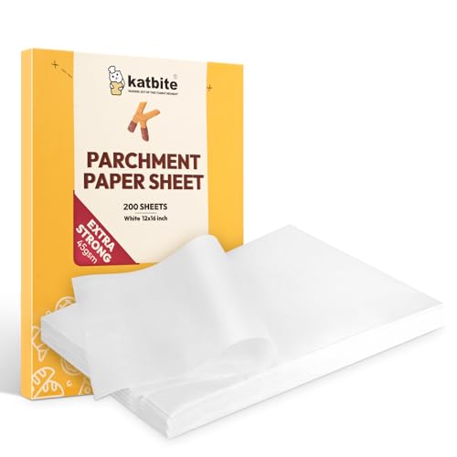 Katbite 200PCS 12x16 In Heavy Duty Flat Parchment Paper, Parchment Paper Sheets for Baking Cookies, Cooking, Frying, Air Fryer, Grilling Rack, Oven(12x16 Inch)