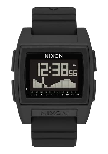 NIXON Base Tide Pro A1307 - Black - Digital Watch for Men and Women - Water Resistant Surfing, Diving, Fishing Watch - Water Sport Watches for Men - 42mm Watch Face, 24mm PU Band