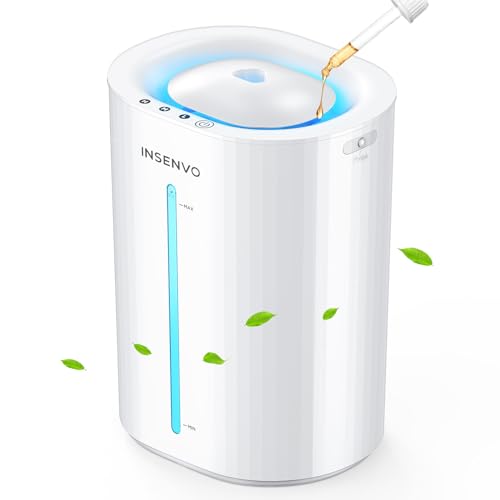 INSENVO 6.5L Humidifiers for Large Room Bedroom, Top Fill Humidifier, Quiet Cool Mist Humidifiers for Home, Baby, Pets, Plants, 54 Hours Run Time, Easy to Clean, Blue Nightlight, Auto Shut OFF