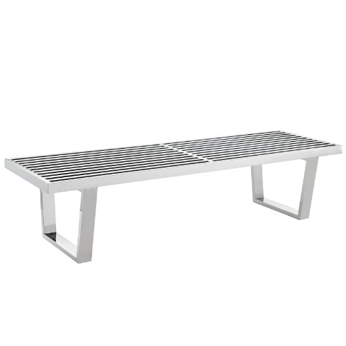 Modway Sauna Stainless Steel 5' Bench in Silver