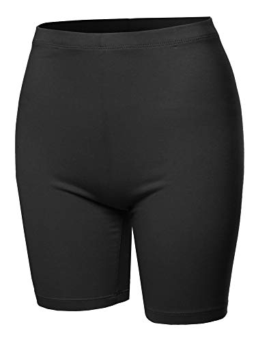 A2Y Basic Solid Cotton Mid Thigh High Rise Biker Bermuda Shorts Black XL