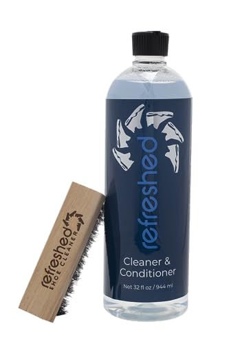 Refreshed Shoe Cleaner & Conditioner - Large 32 oz Refill + Brush - Easily Clean Suede, Leather, Nubuck, Canvas and Mesh Shoes