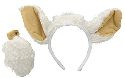 Nicky Bigs Novelties Adult Llama Ears Headband and Tail Costume Set - Alpaca Dress Up Accessories - Sheep Lamb Costumes Multi, One Size