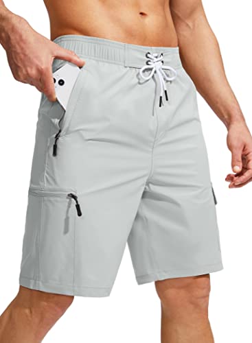 Kayrth Men's Swim Trunks Quick Dry Board Shorts with 5 Pockets Swimsuit Swimwear for Men - No Mesh Liner Light Grey